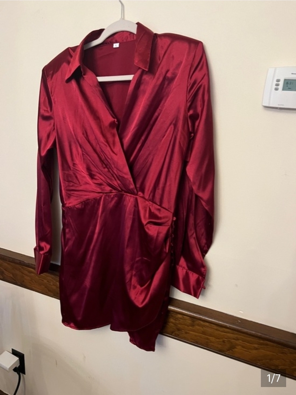Satin Wrap-Style Red Mini Dress